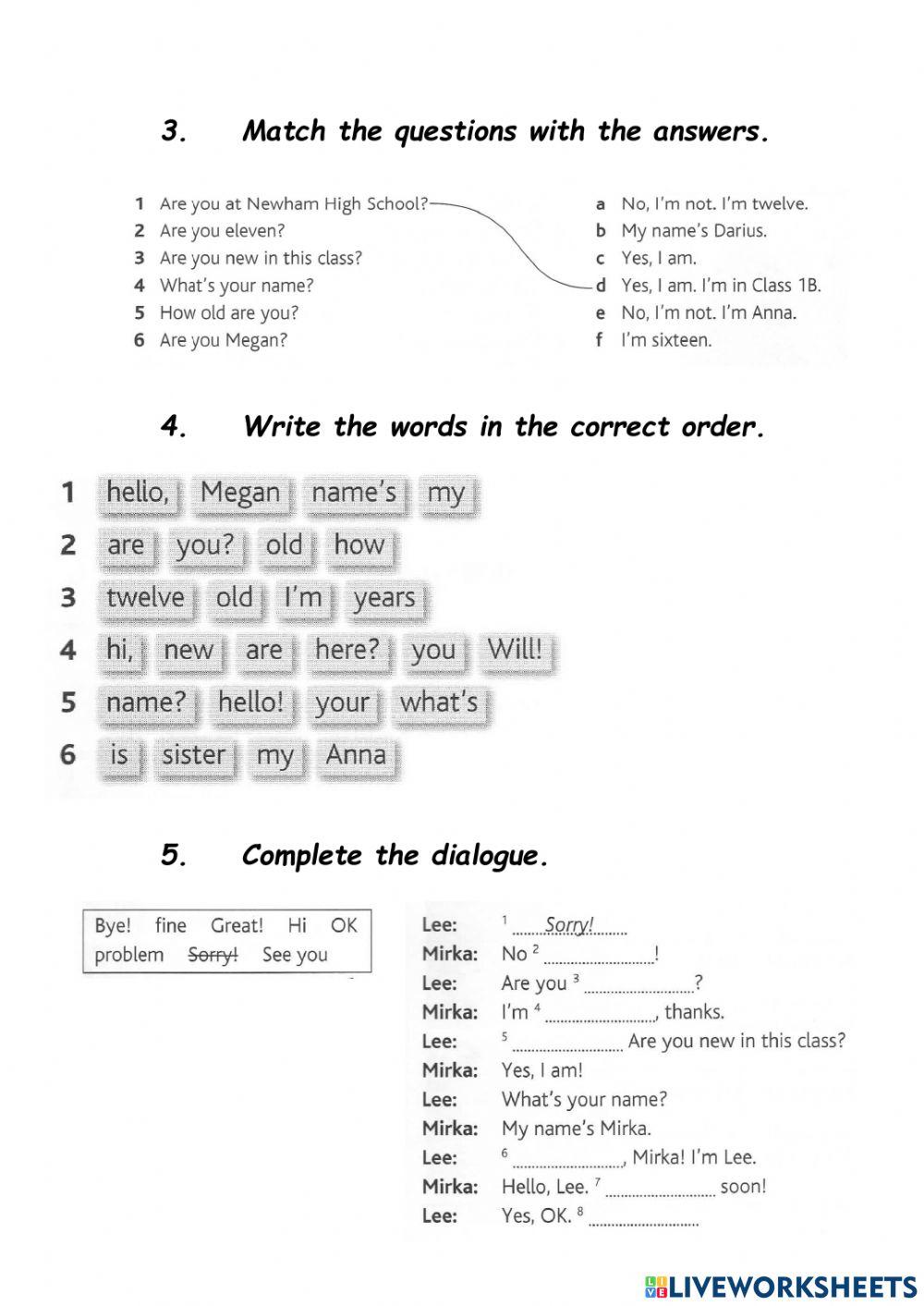 Personal questions - Verb to be