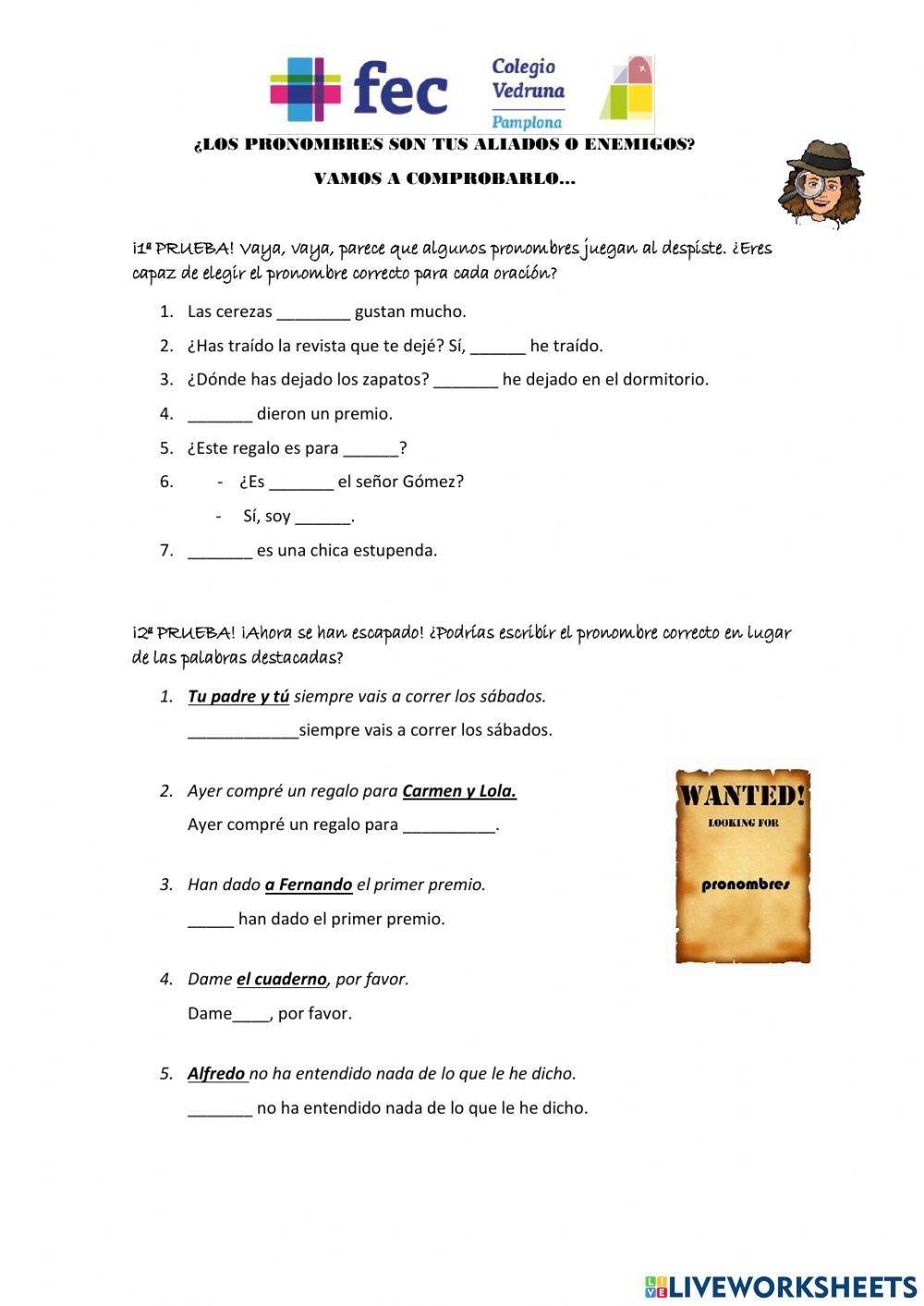 Reto pronombres personales