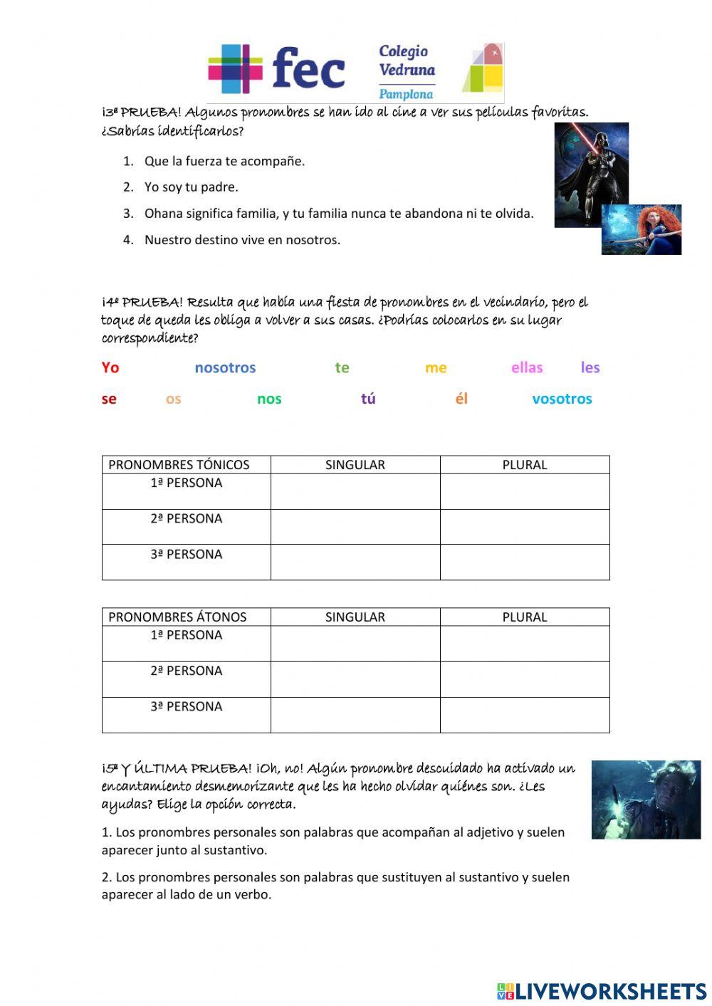 Reto pronombres personales