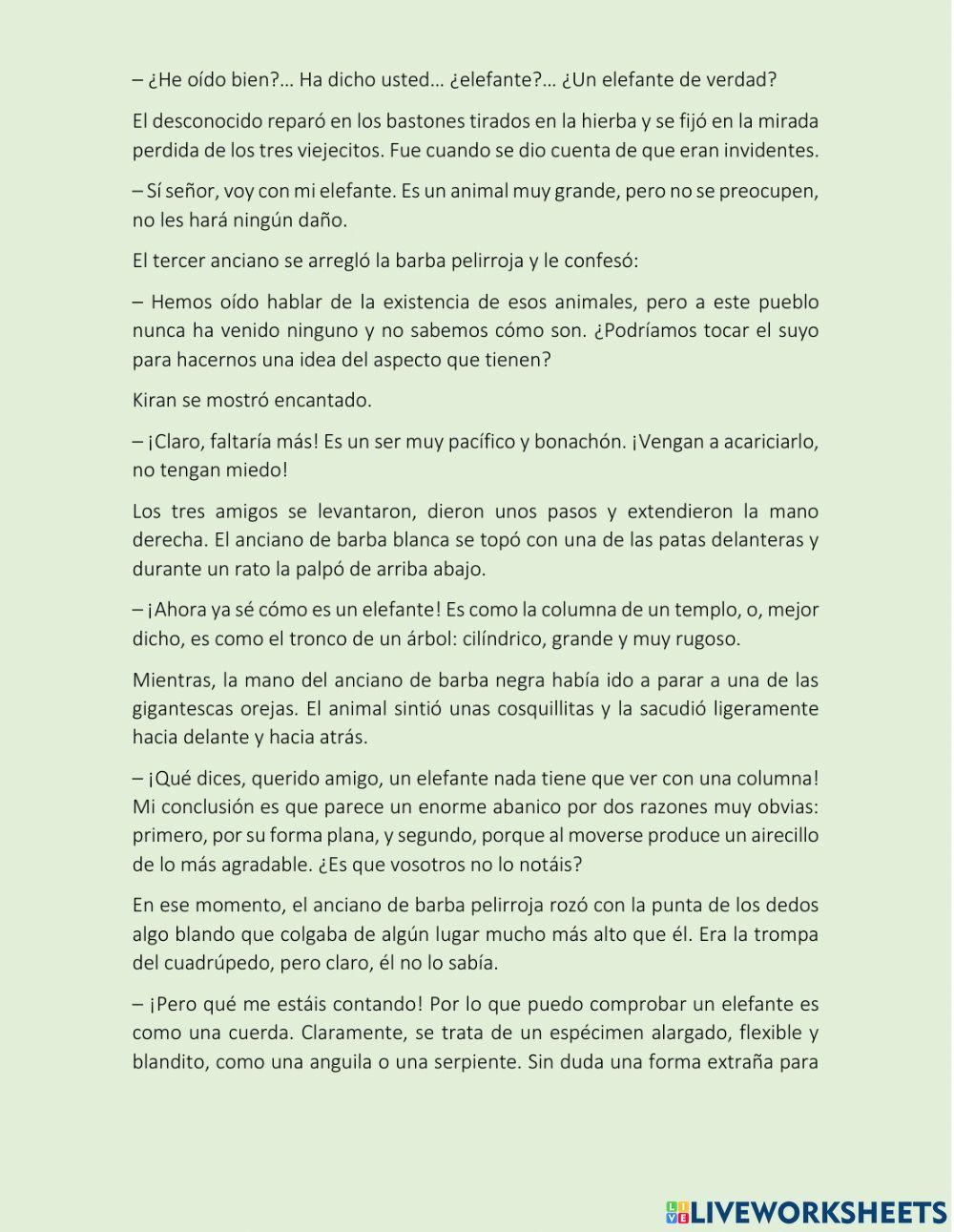 Los tres ancianos y el elefante