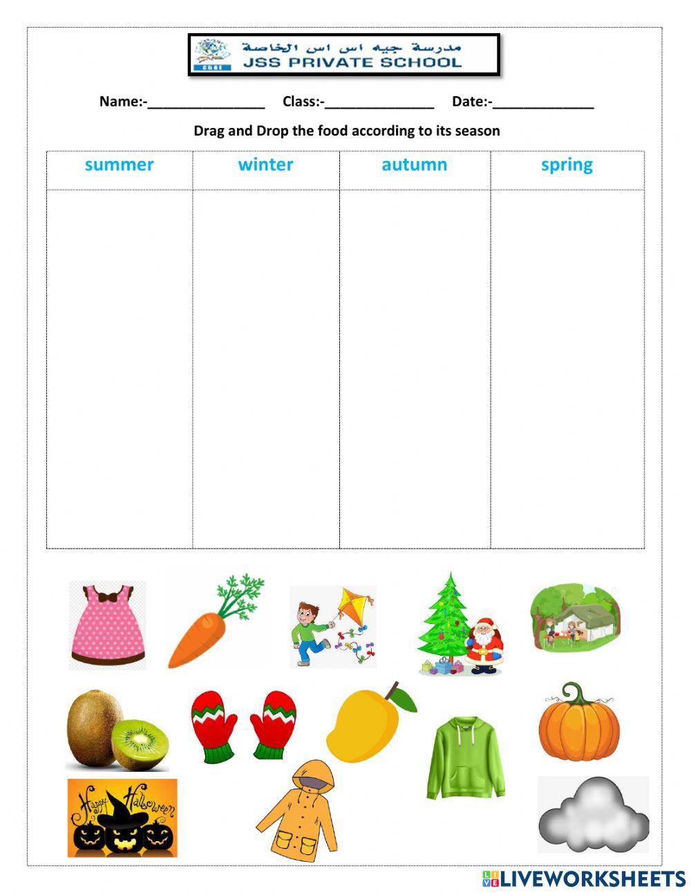 Seasons recap worksheet | Live Worksheets