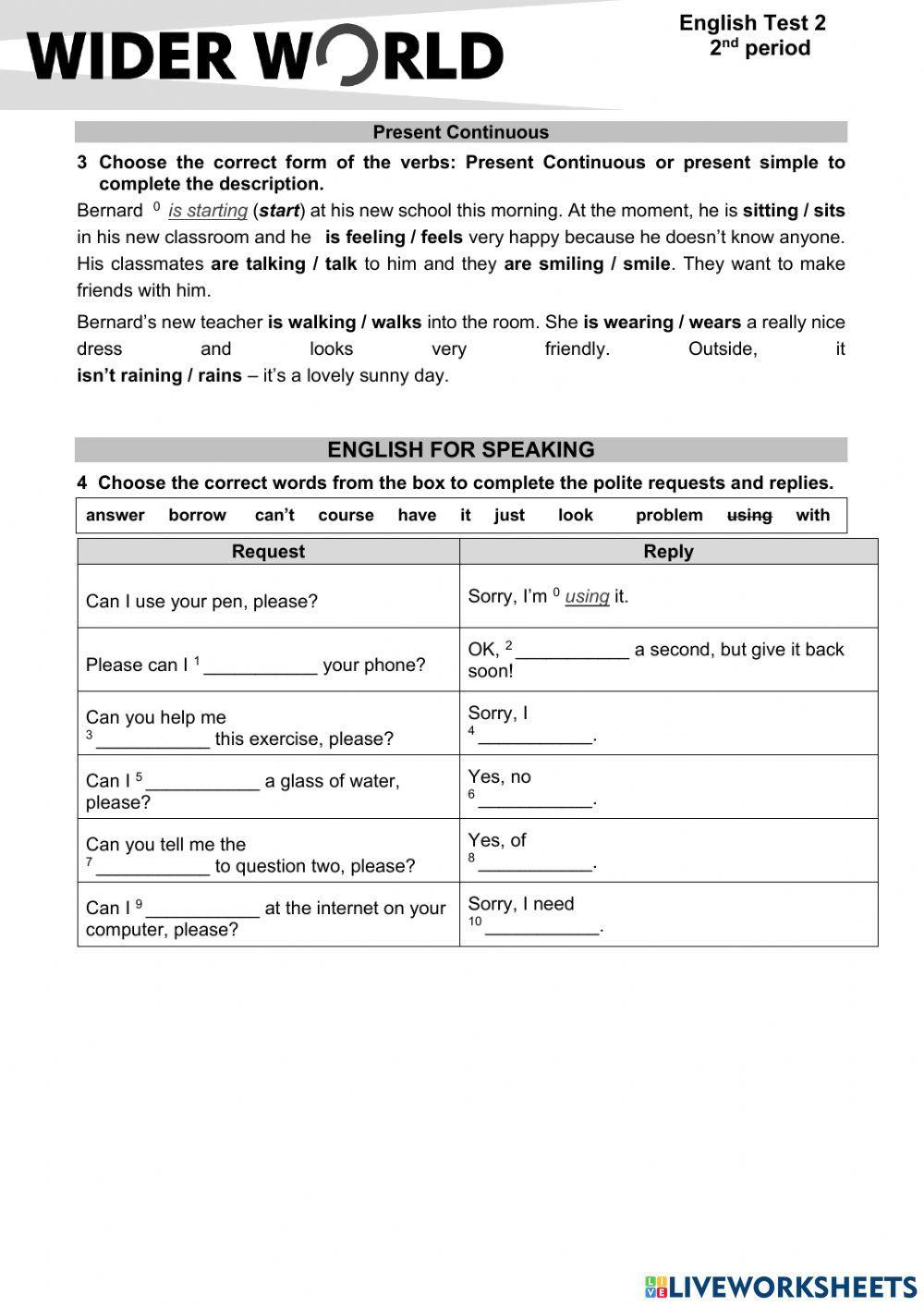 English Exam 2nd Period