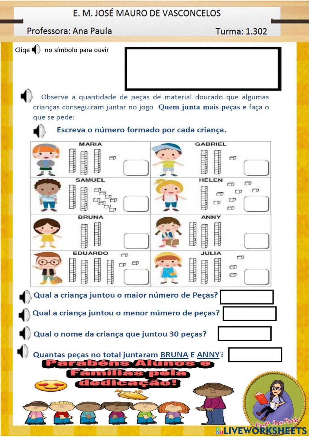 Unidade e dezena - quantidades - gráficos Unidade e dezena - quantidades - gráficos