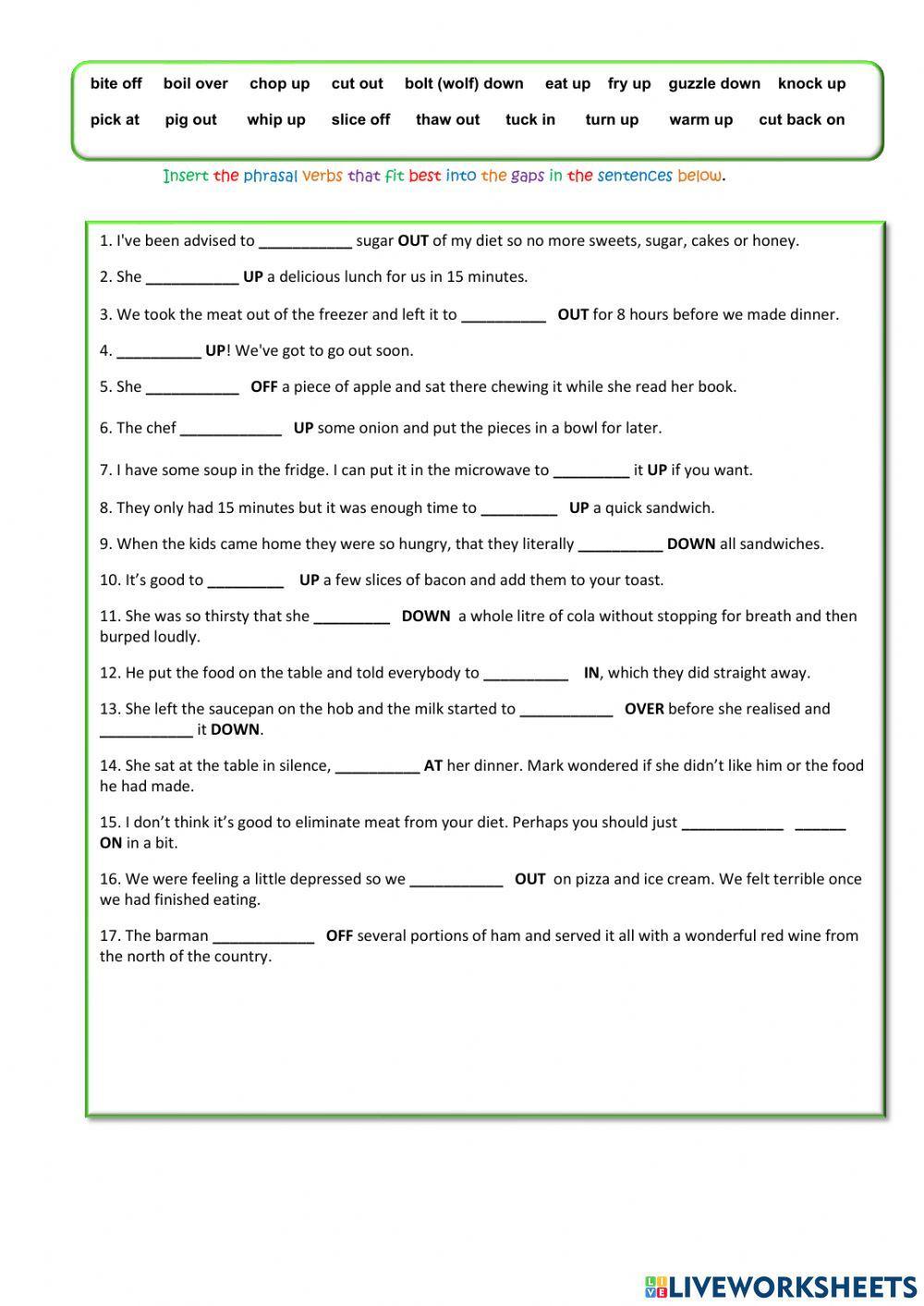 Cooking & Eating - Phrasal Verbs