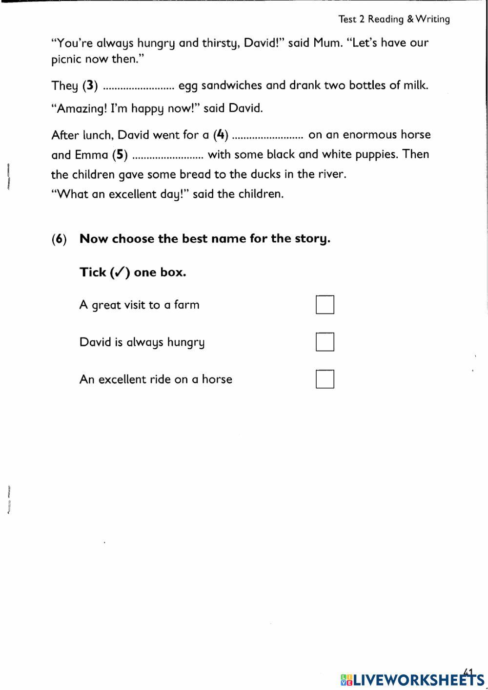 KEY READING AND WRITING EXAM 2
