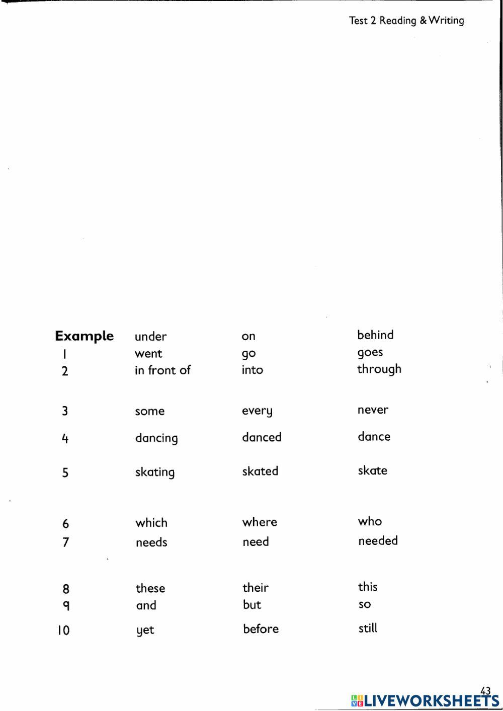 KEY READING AND WRITING EXAM 2