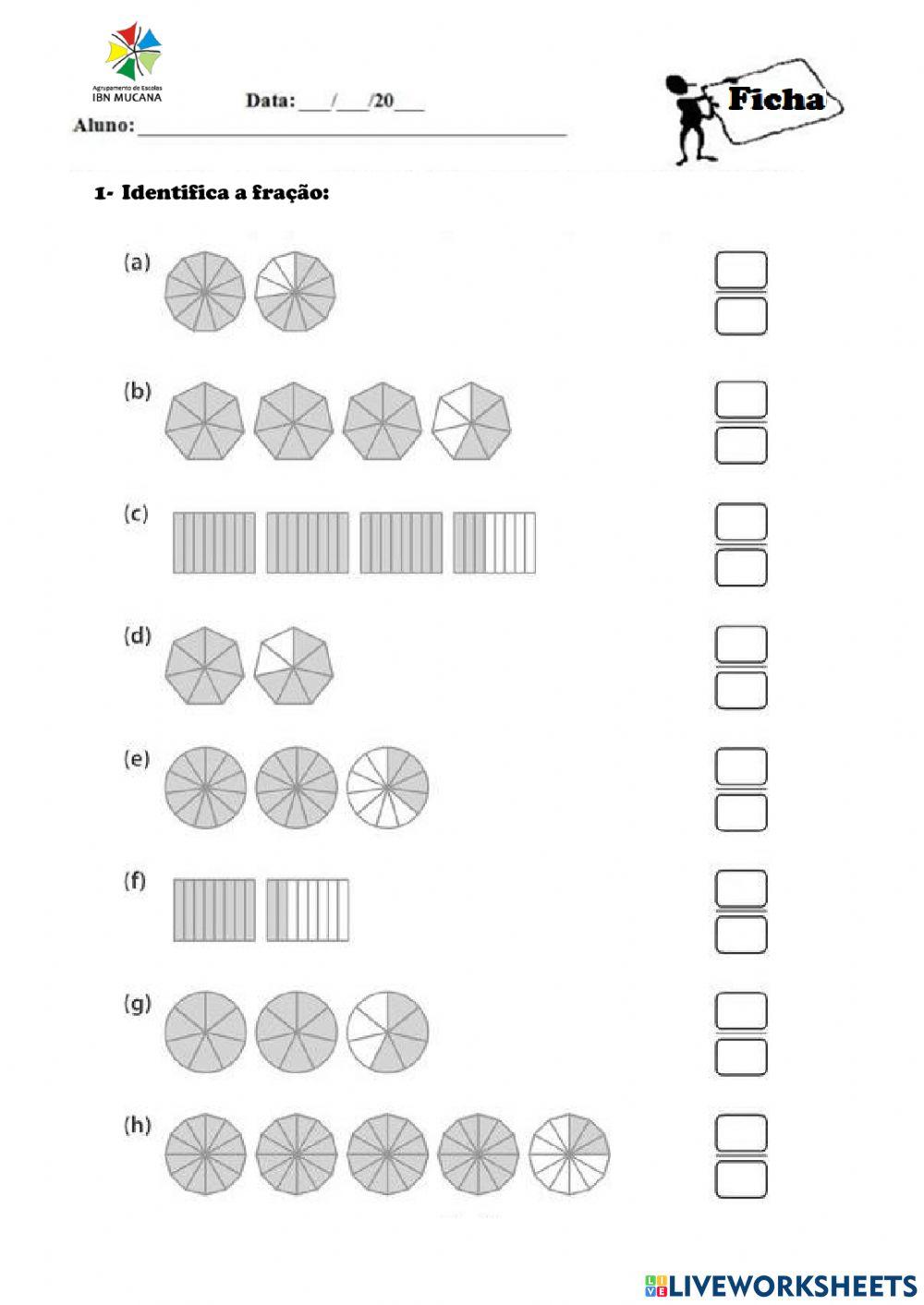 Ficha de identificação de números mistos