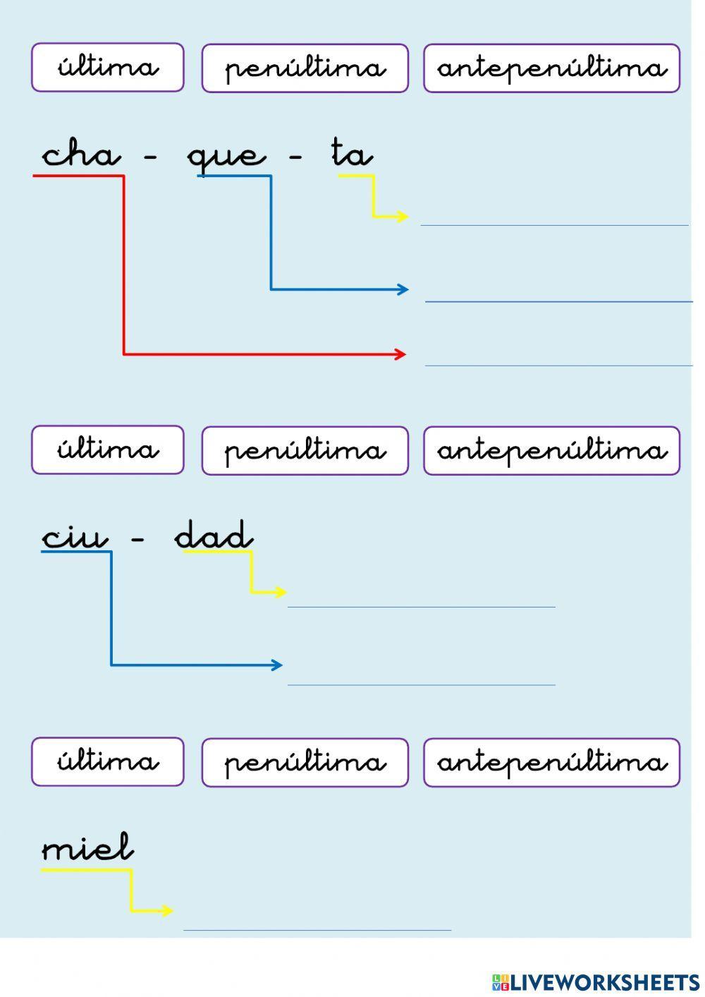 Posición de la sílaba en la palabra