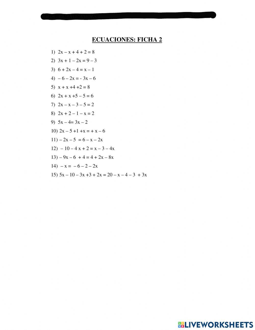 Ecuaciones primer grado