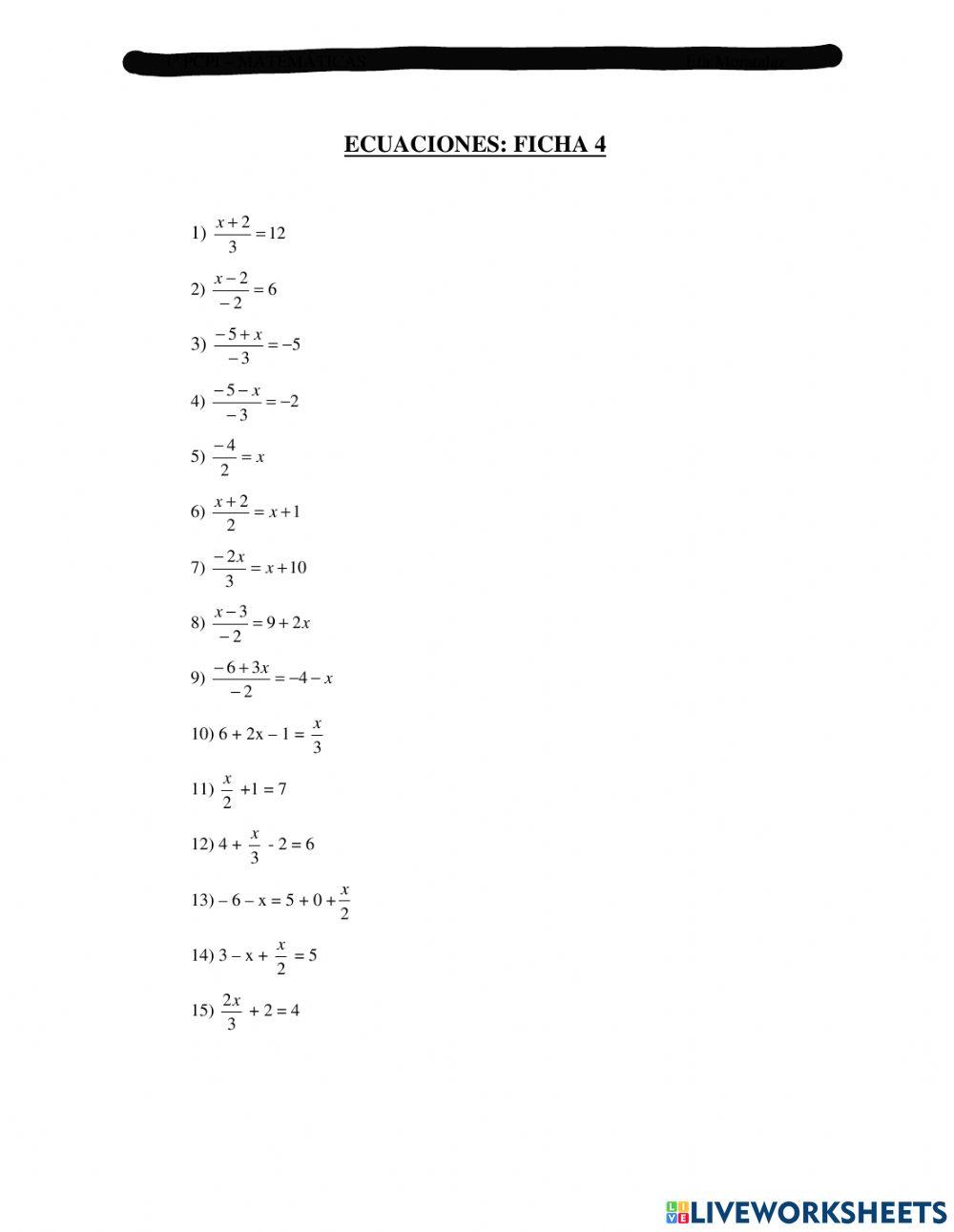 Ecuaciones primer grado