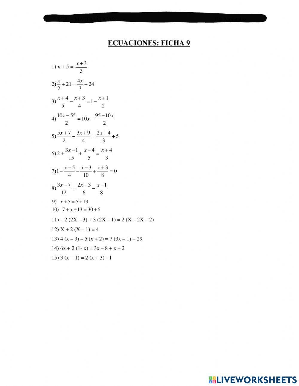 Ecuaciones primer grado