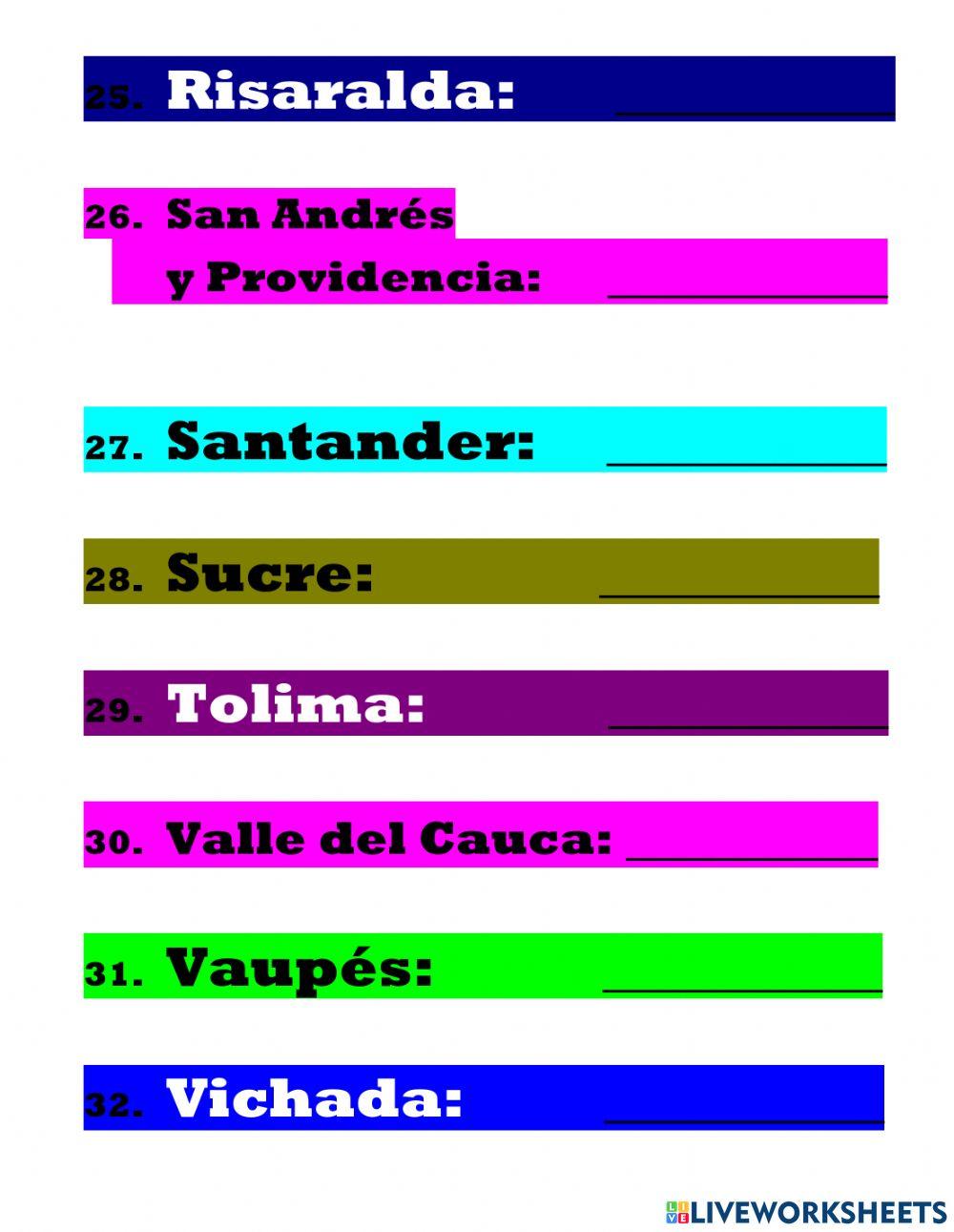 Departamentos y capitales