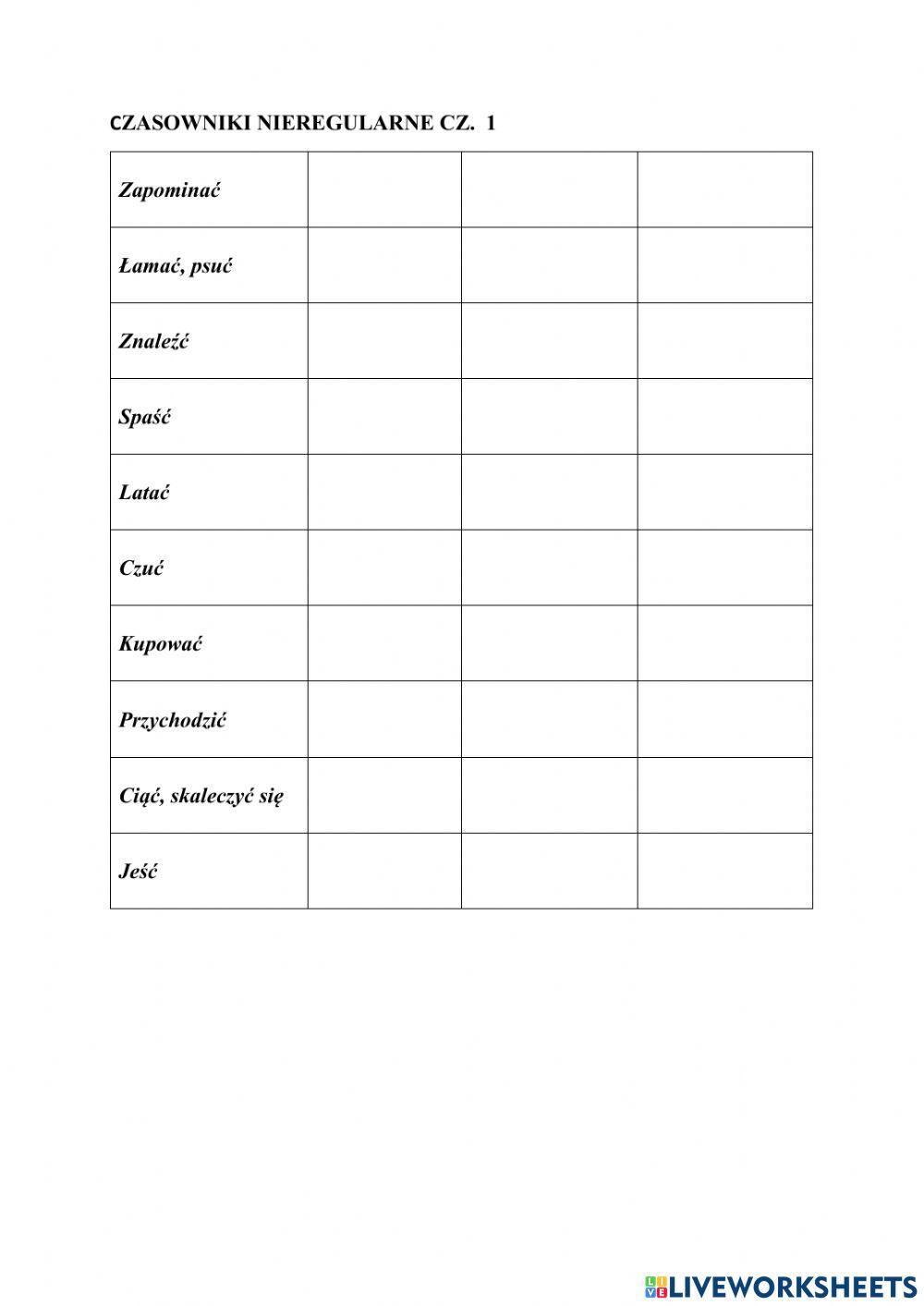 Brainy 6 irregular verbs part 1
