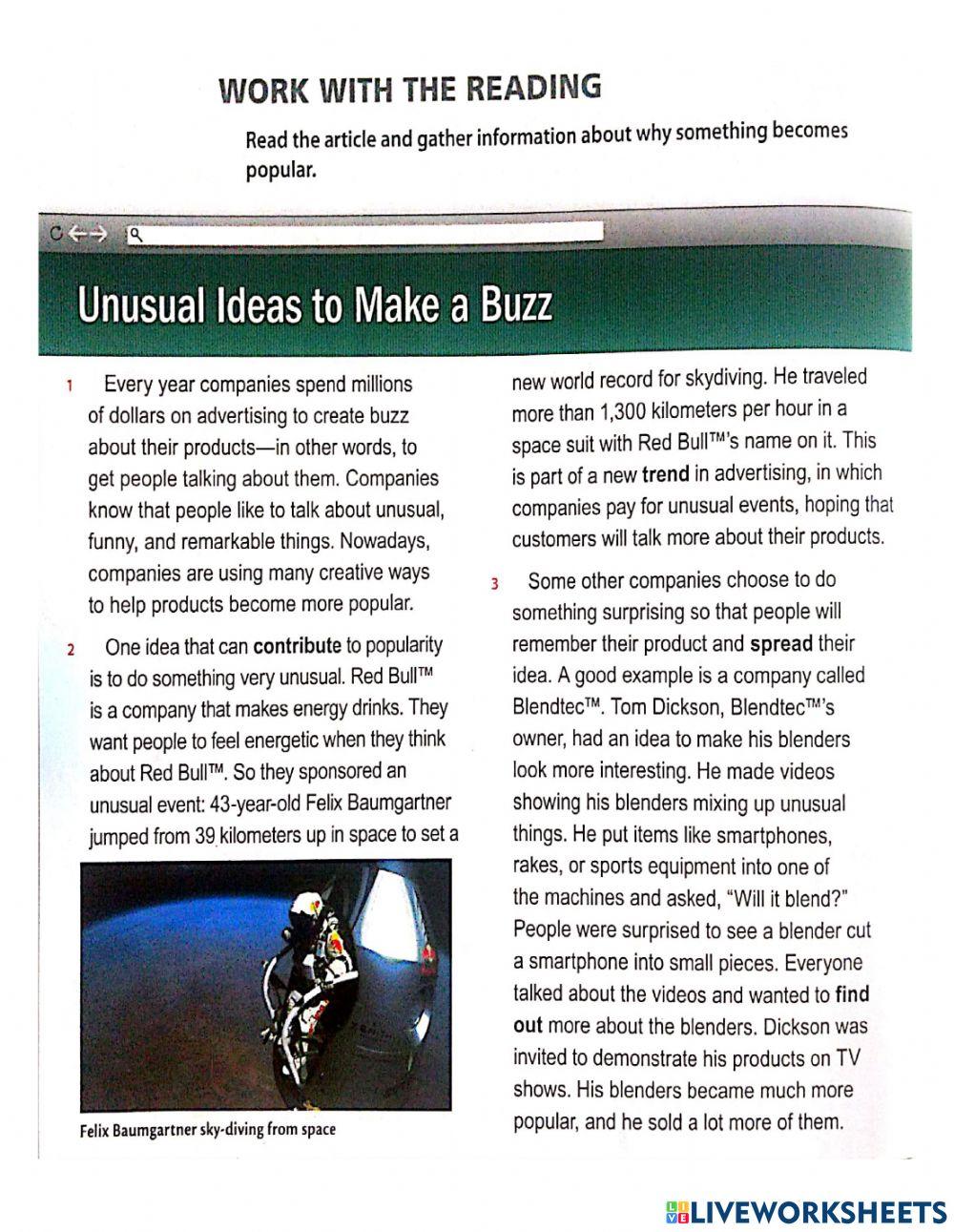 Unusual ideas to make a Buzz worksheet Live Worksheets