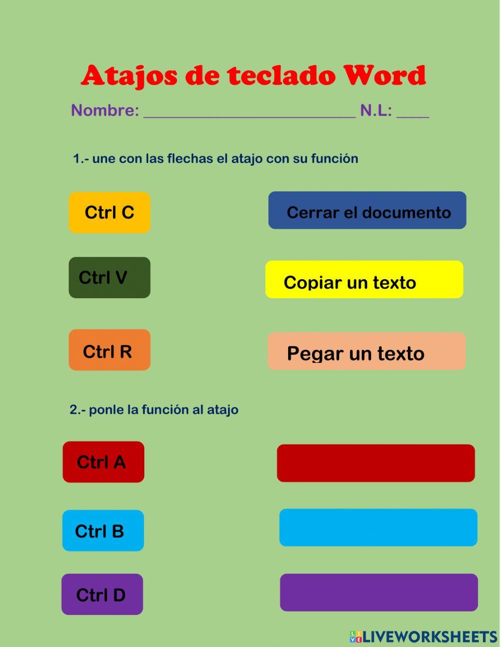 Atajos de teclado en Word