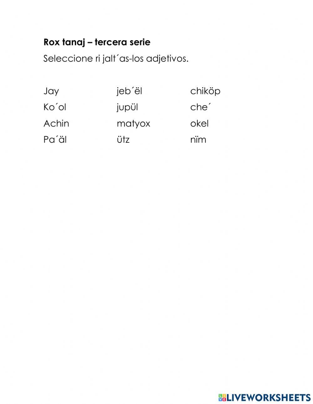 Sustantivos y adjetivos en kaqchikel