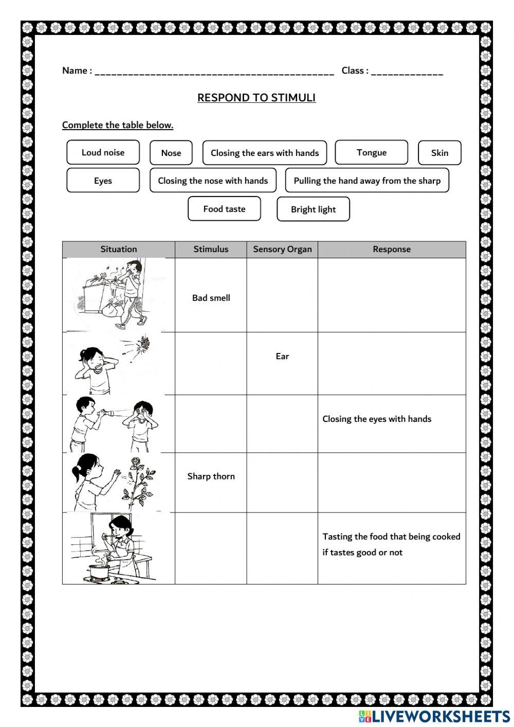 Response to stimuli 2