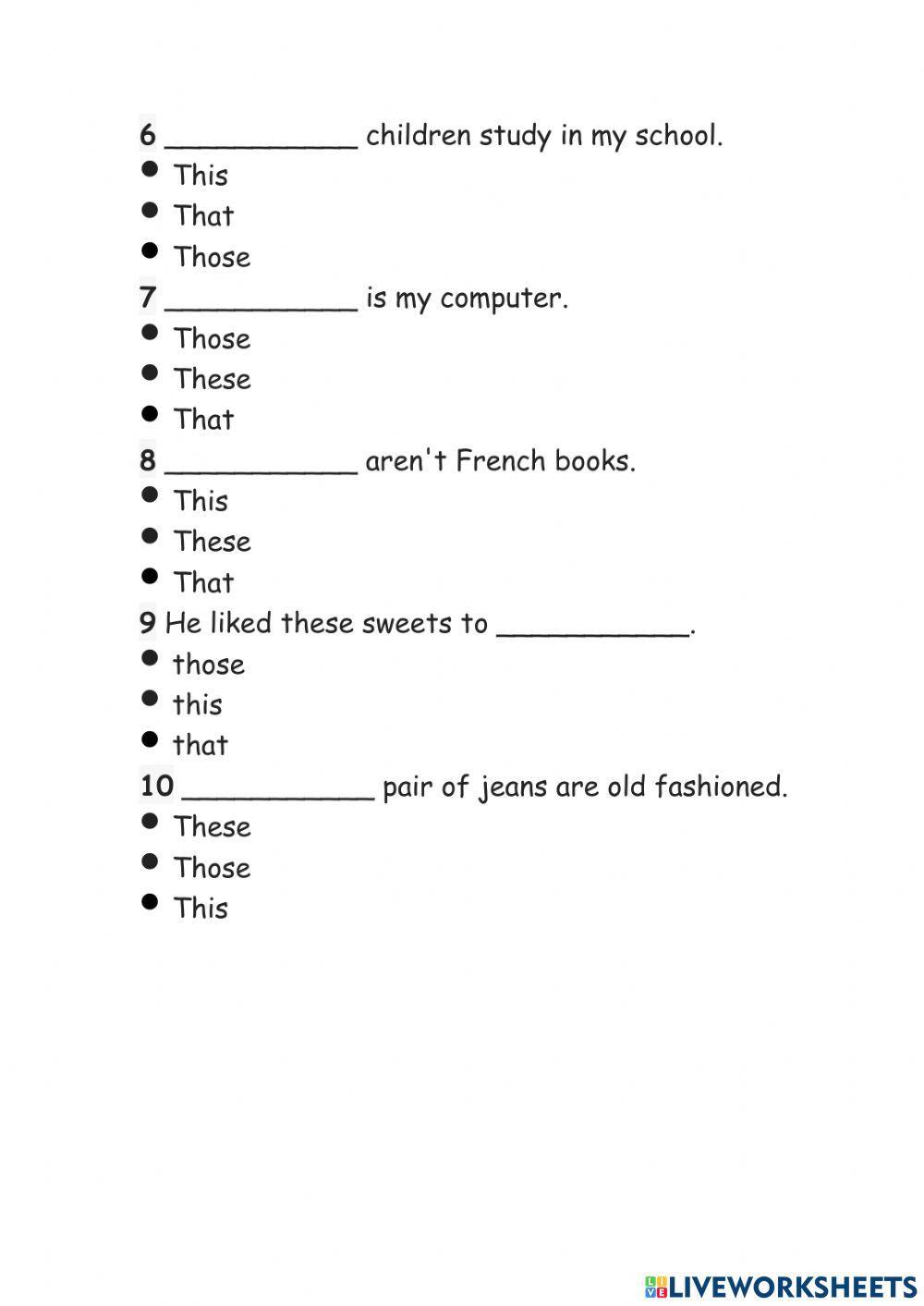 Demonstrative adjectives