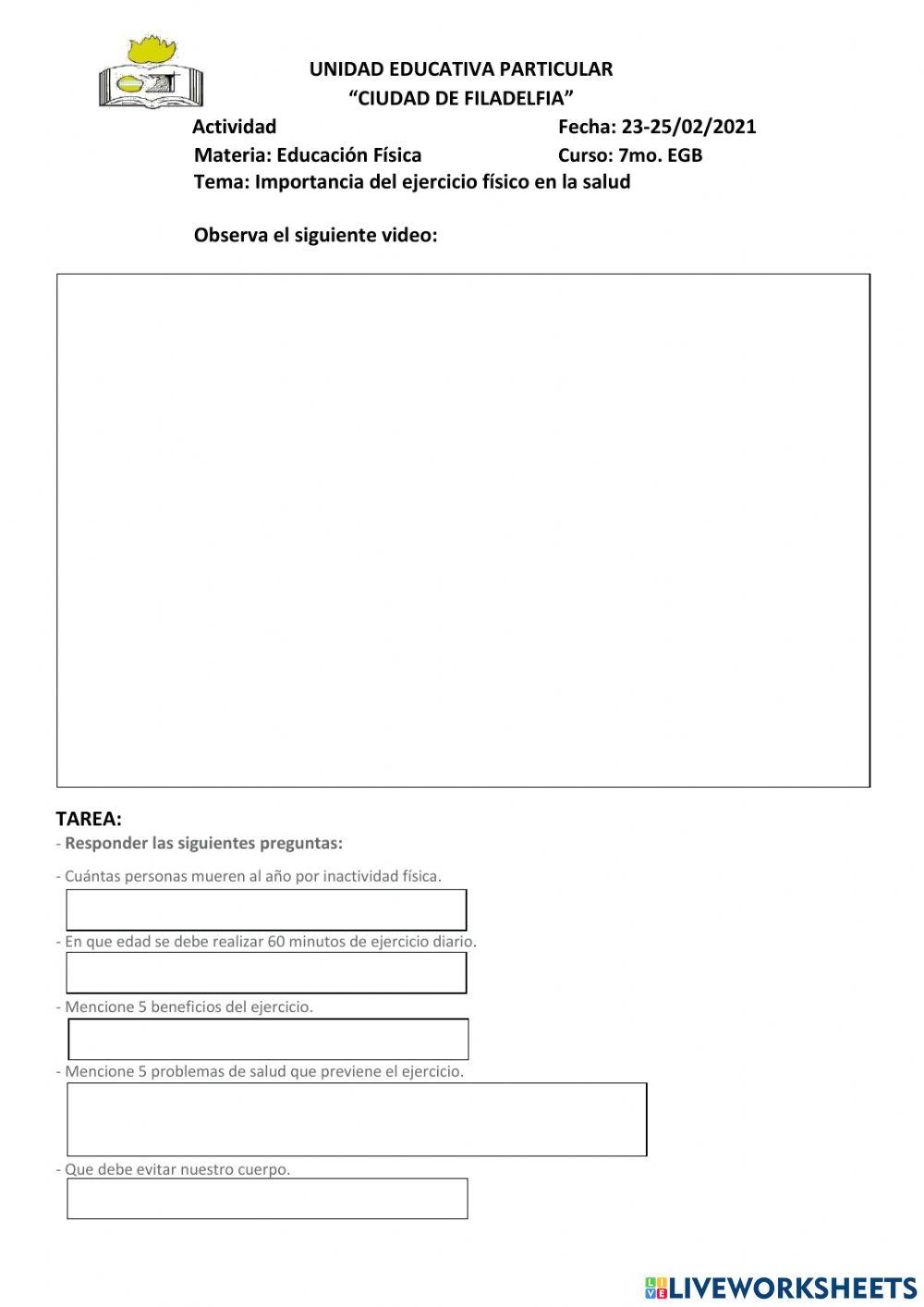 Importancia del ejercicio físico en la salud