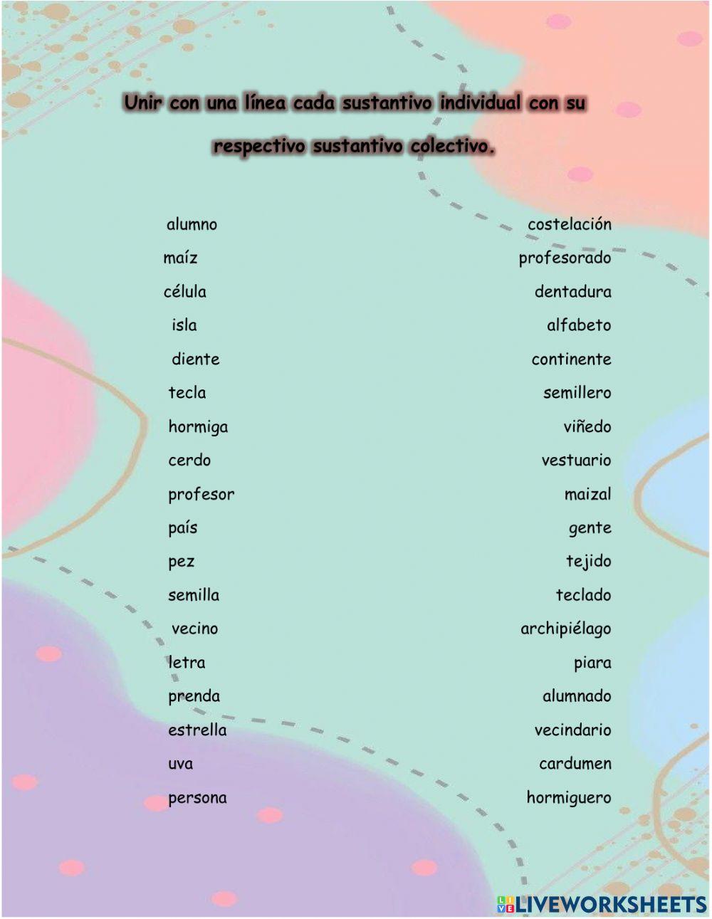 Sustantivos individuales y colectivos