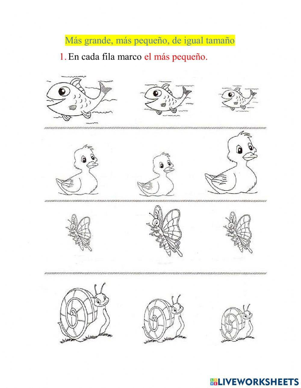 Más grande, más pequeño, de igual tamaño