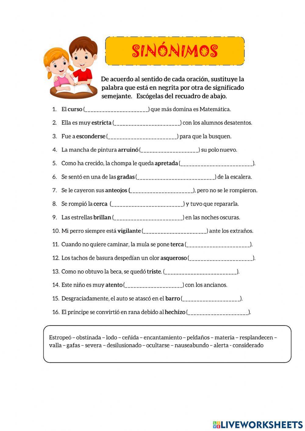 Los sinonimos 1- cbm