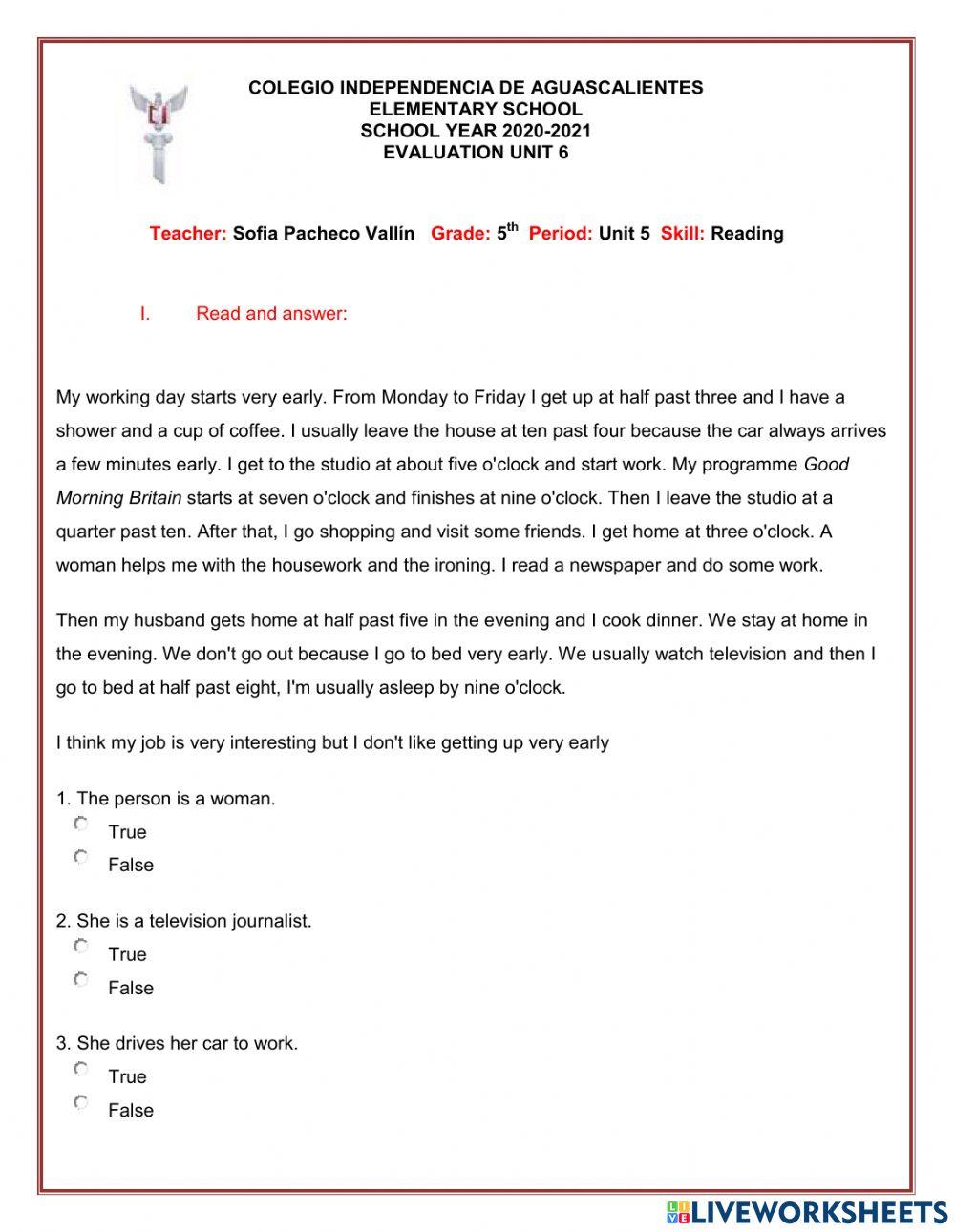 Reading comprehension