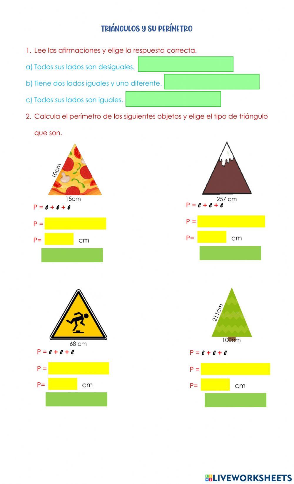 Triángulos y su perímetro
