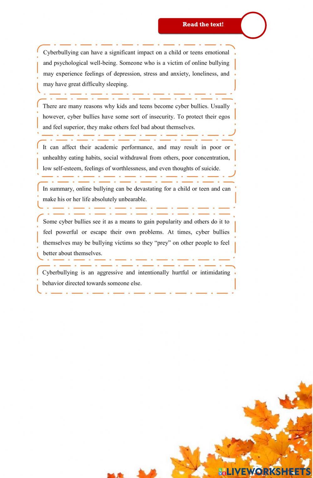 Explanation Text : Cyberbullying