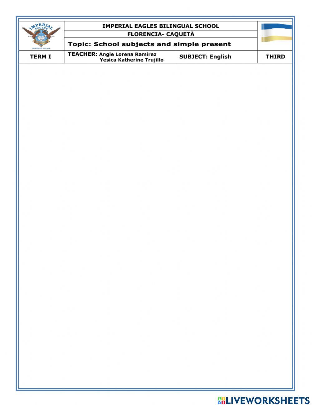 School subjects and simple present