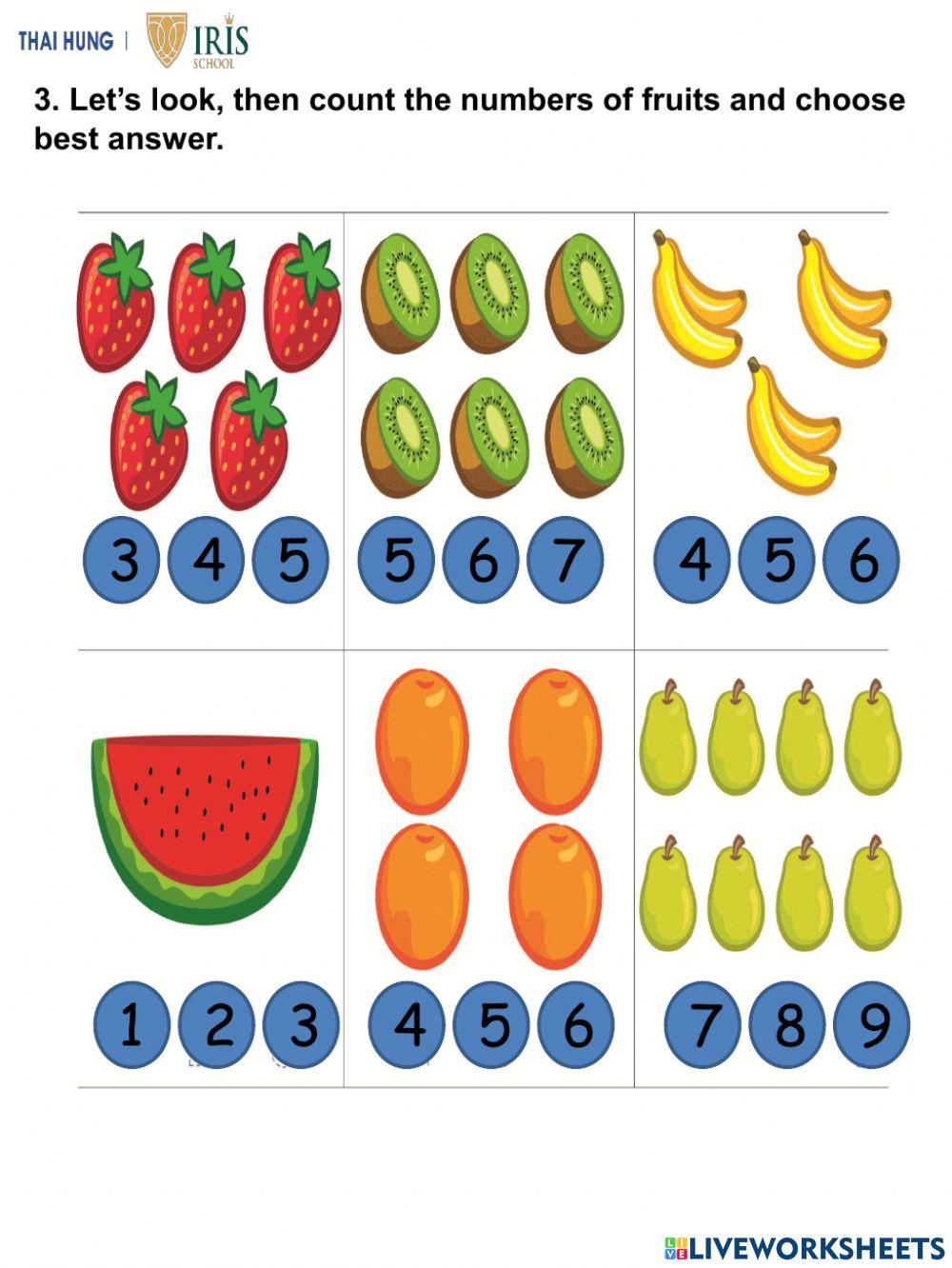 Moon-Worksheet about Fruits for Kids