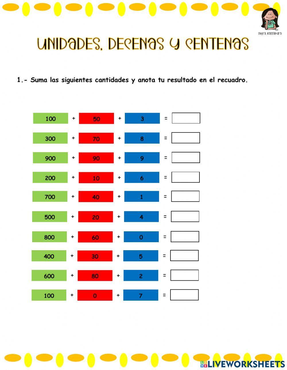 Sumando unidades, decenas y centenas.