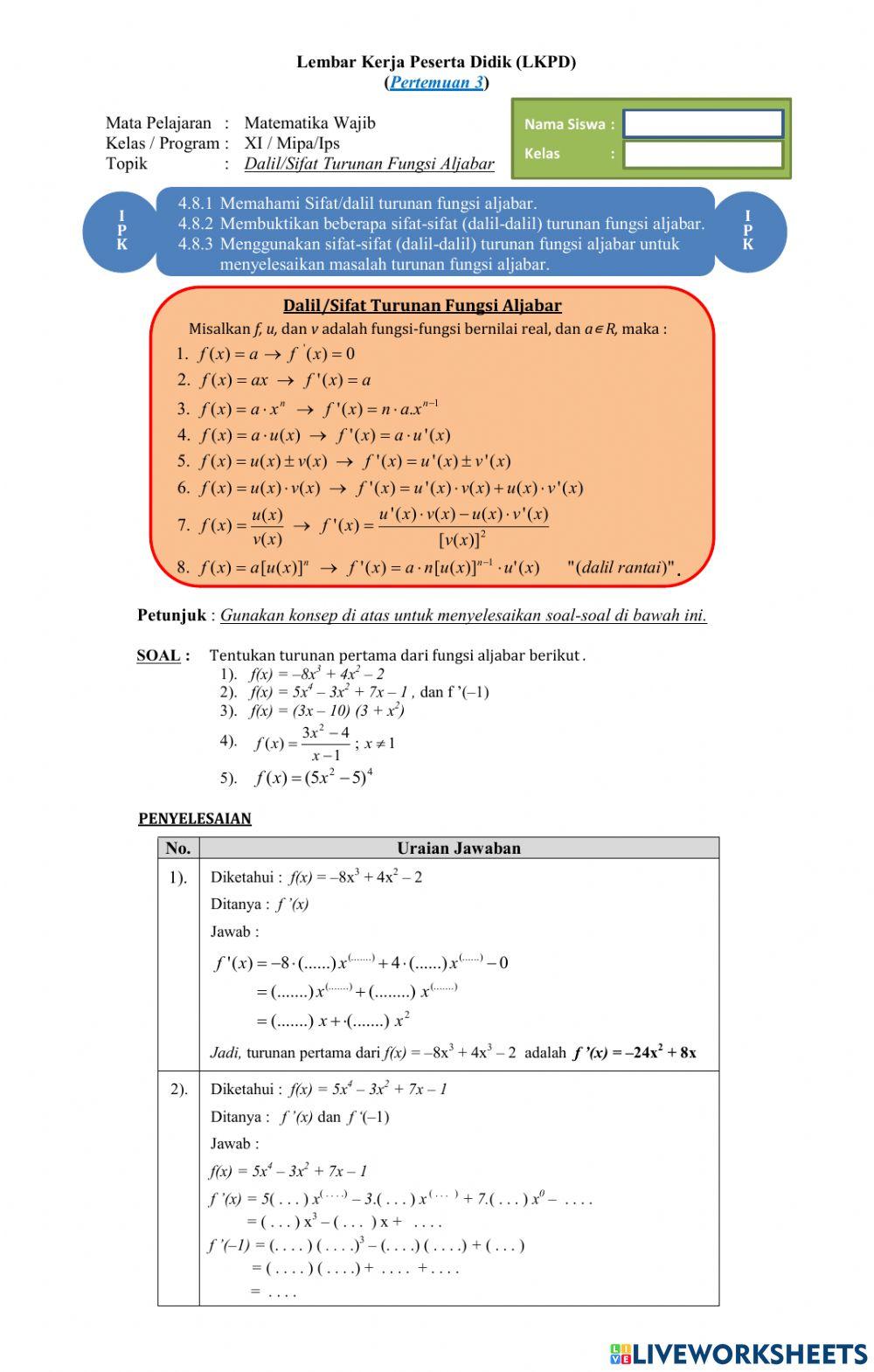 LKPD Dalil Turunan