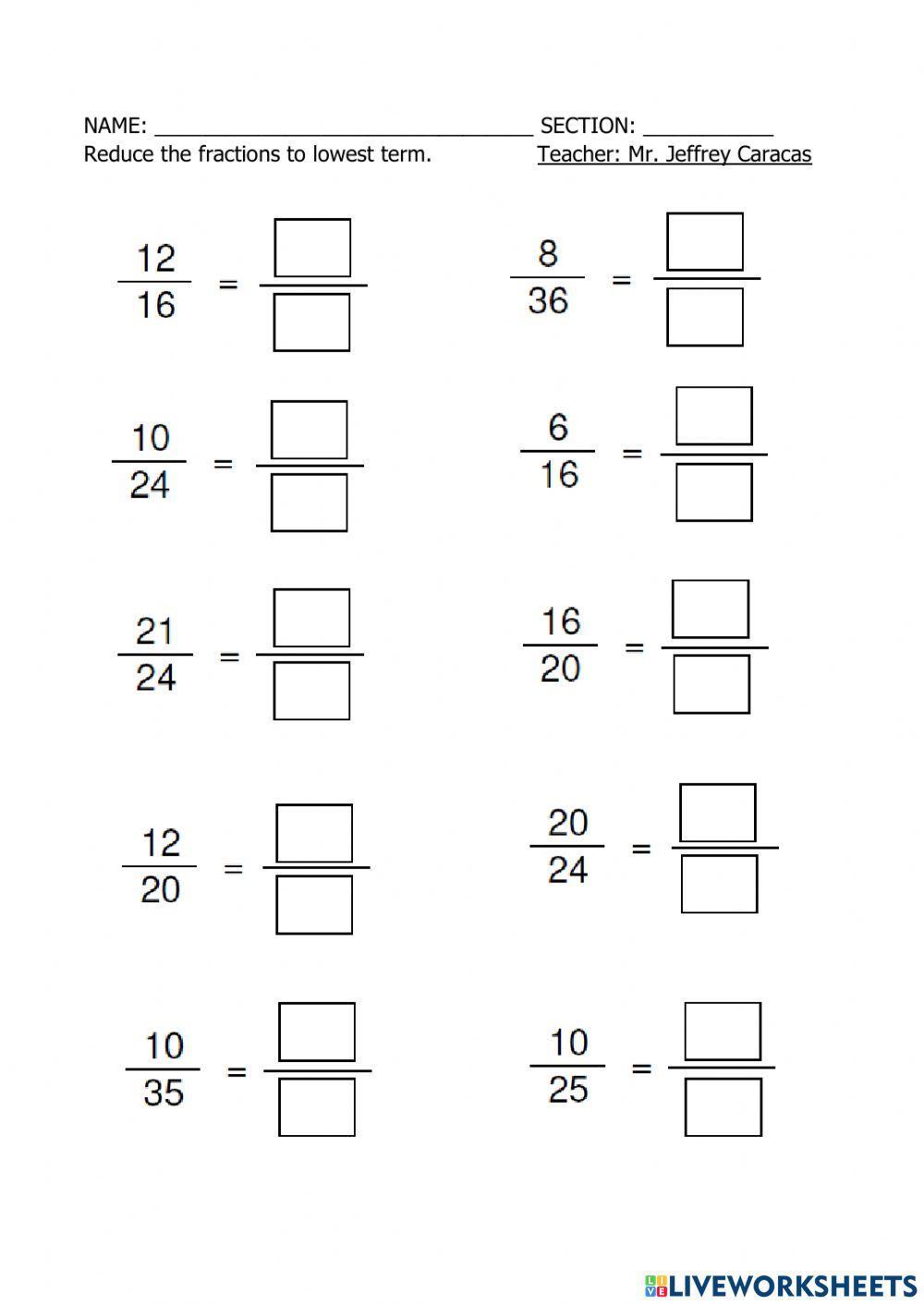 4794476 Reduce Fractions To Lowest Term 4794476 Reduce Fractions To Lowest Term
