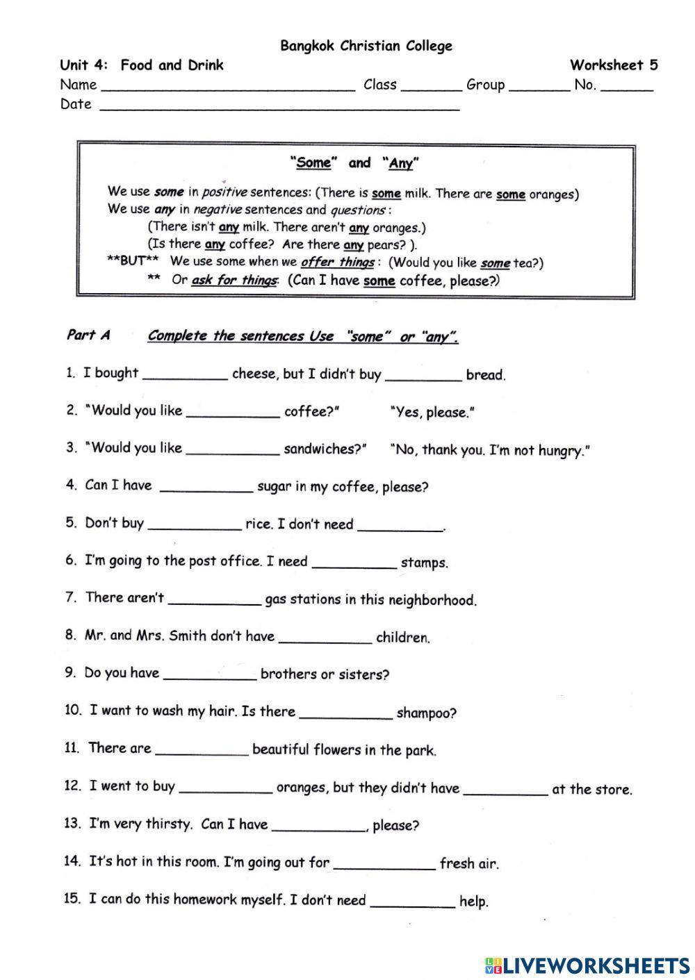 Unit 4: Food and Drink 5