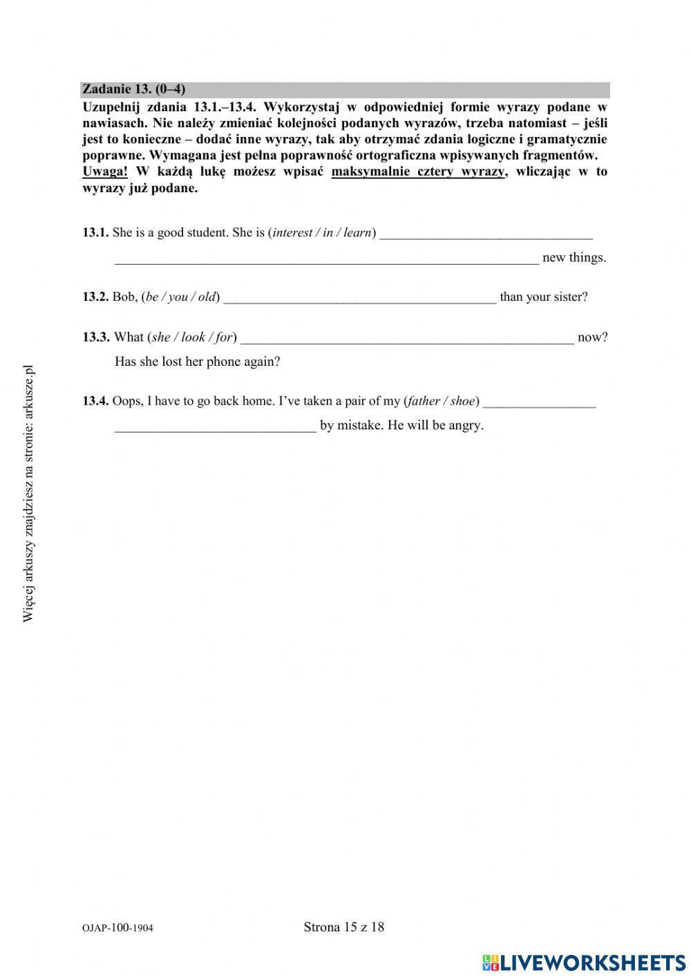 Egzamin ósmoklasisty - angielski 2019 cz.2