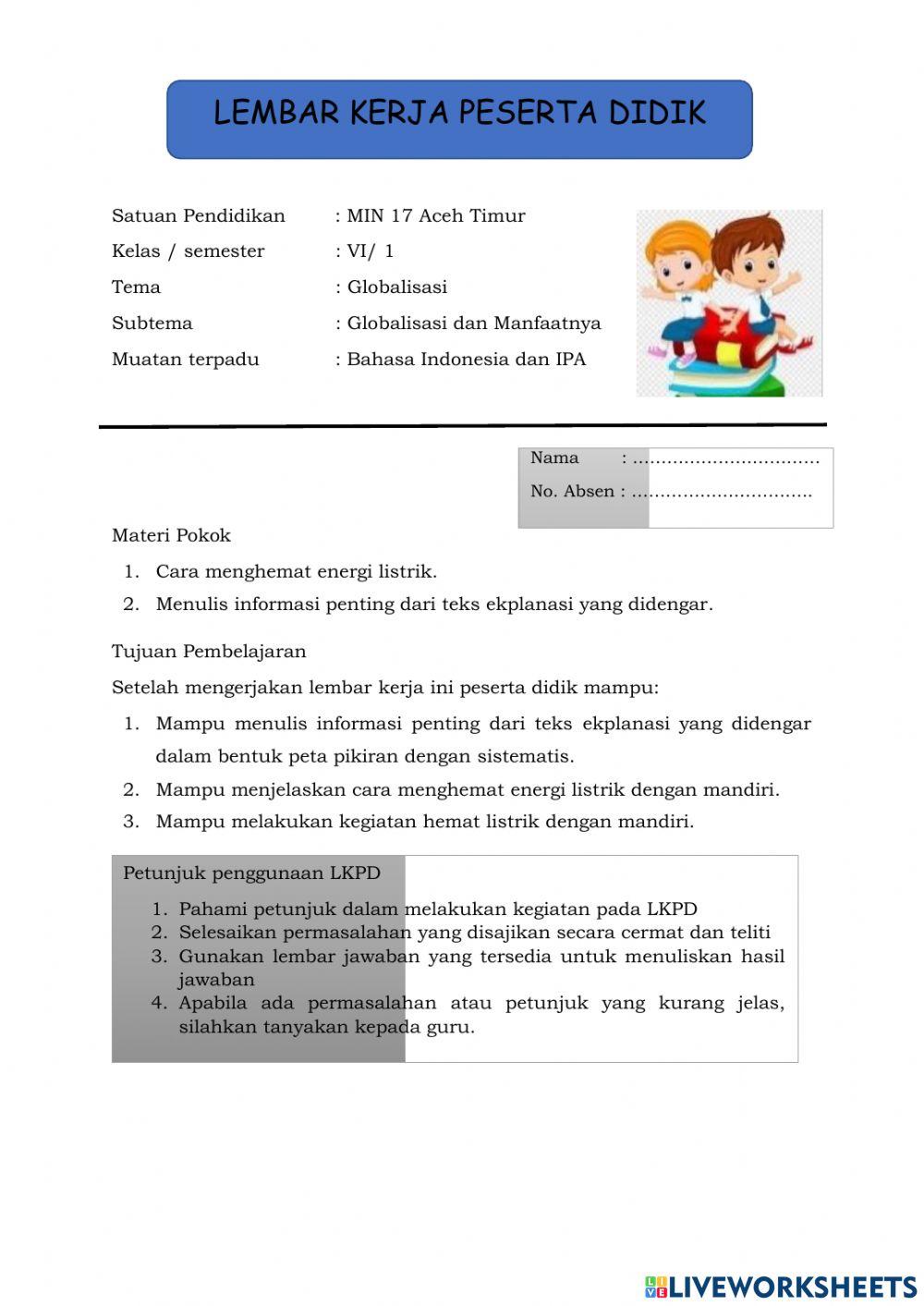 LKPD IPA Materi Energi Listrik
