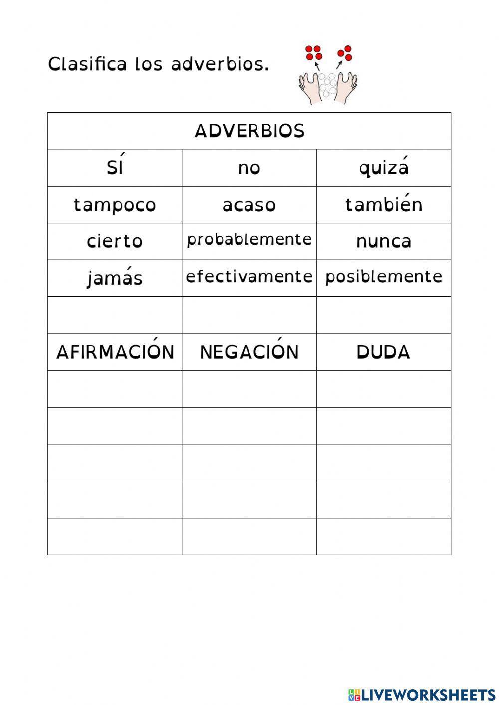 Clasificar adverbios.