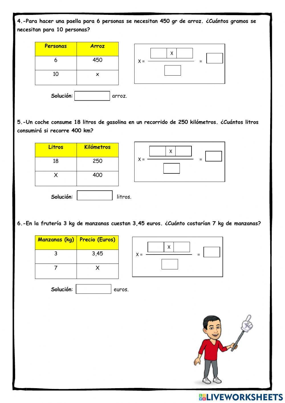 Ficha 4: Regla de tres.