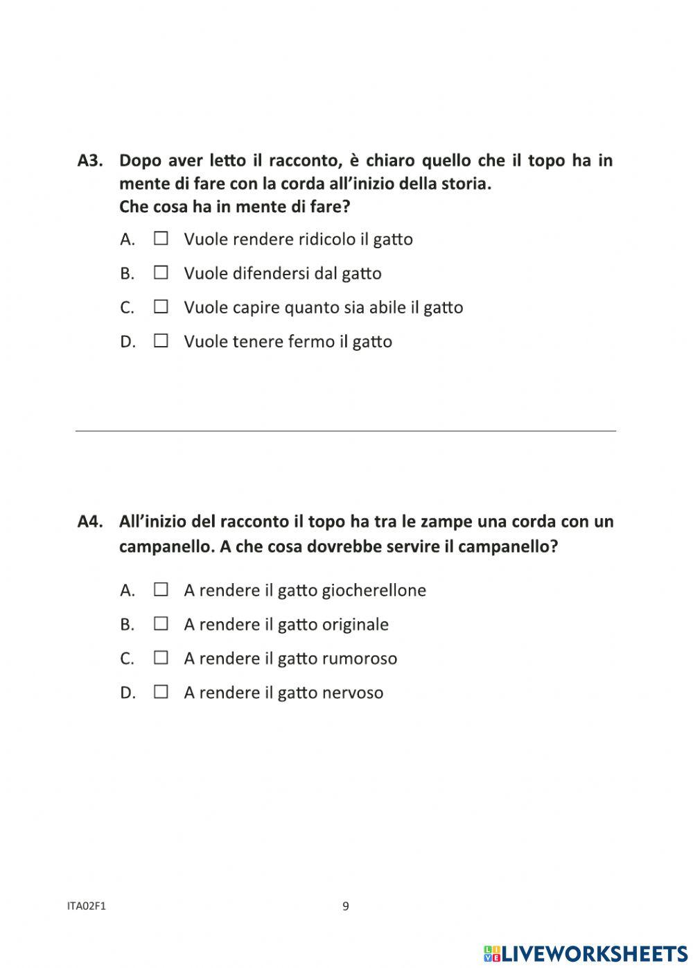 Prova di lettura e comprensione INVALSI 2017 2018