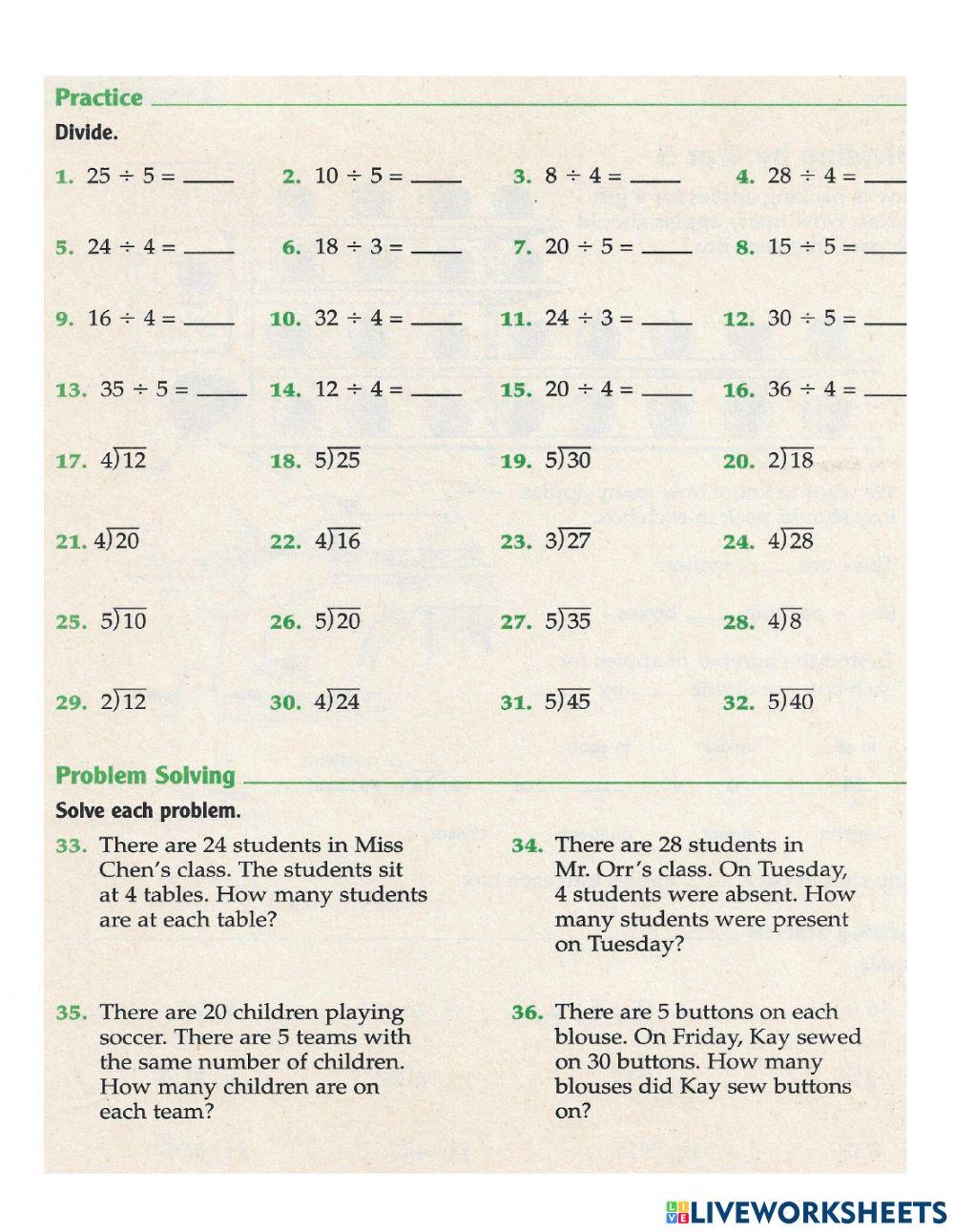 Dividing by 4 and 5
