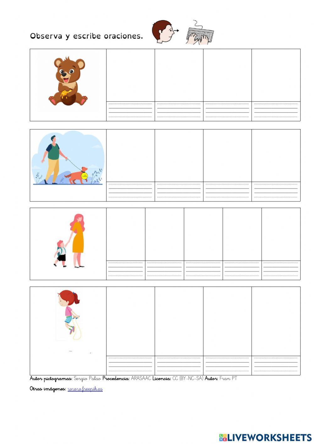 Escribir oraciones a partir de imágenes 1.