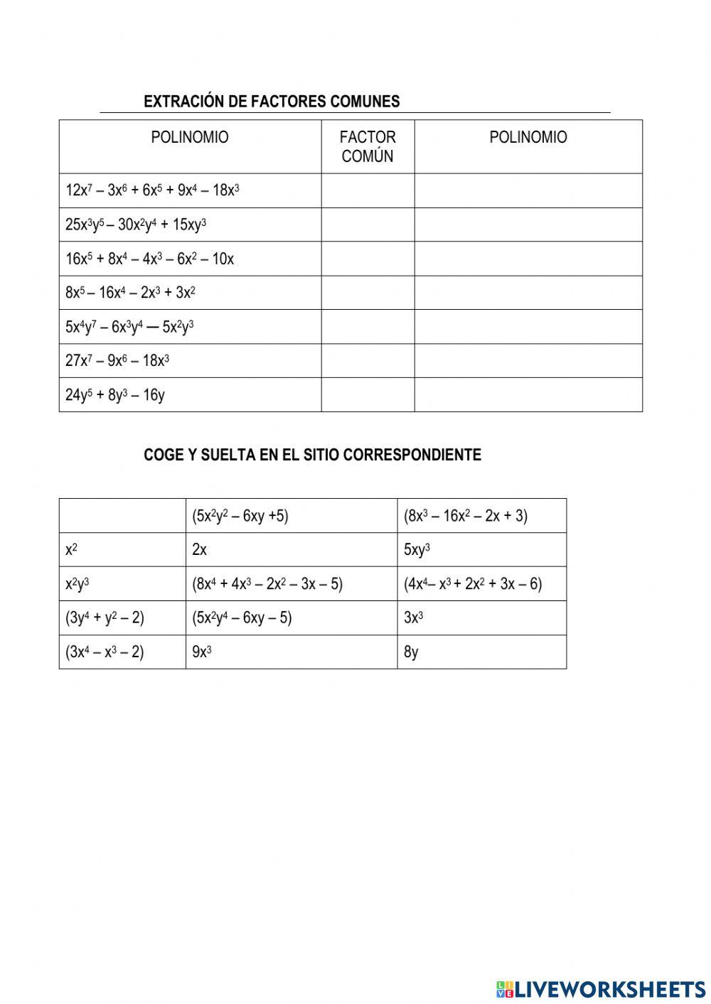 Extraer factores comunes Extraer factores comunes