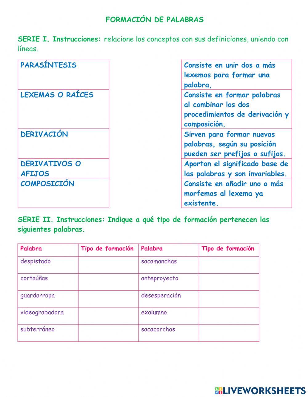 Formación de palabras