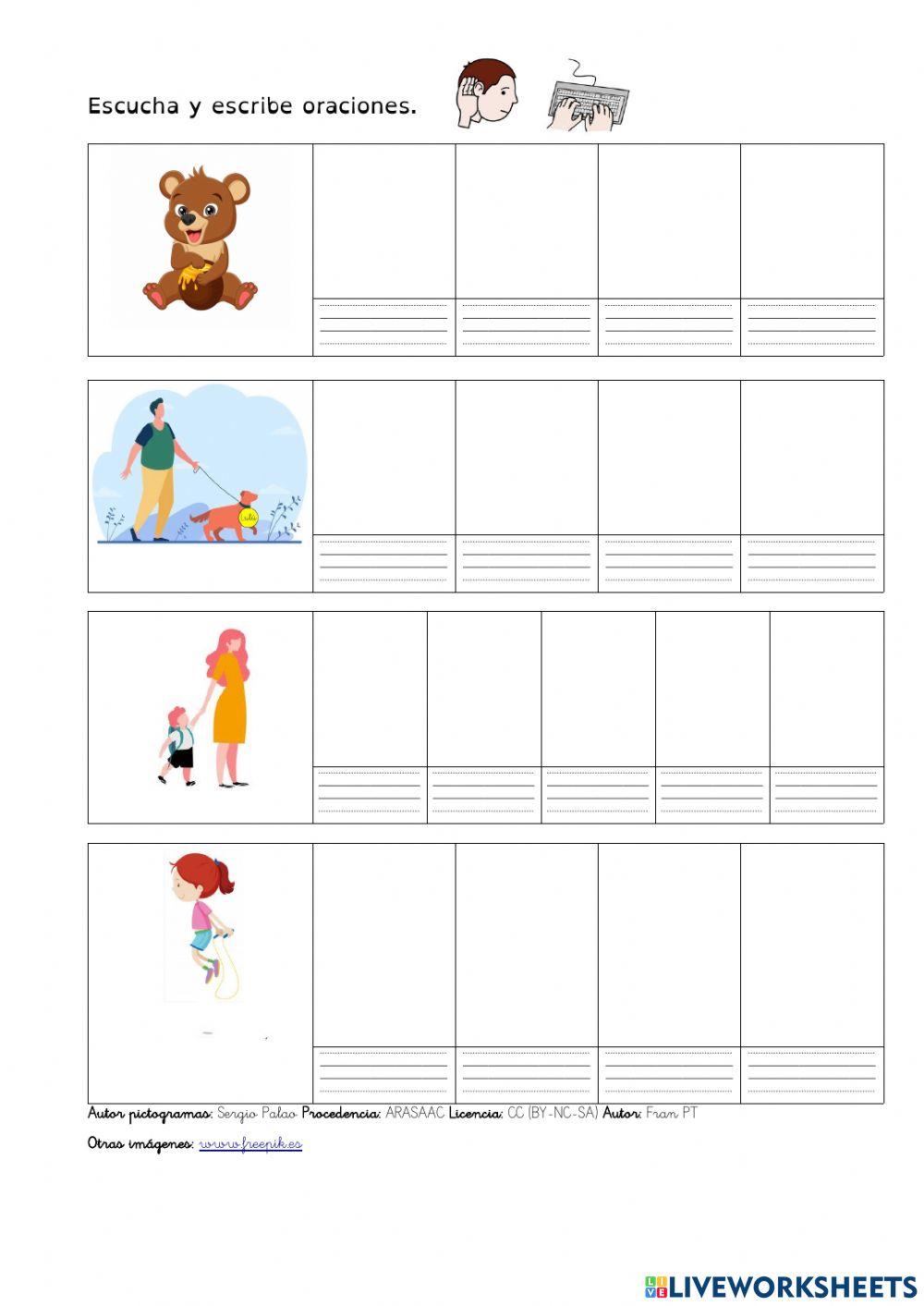 Dictado de oraciones a partir de imágenes 1.