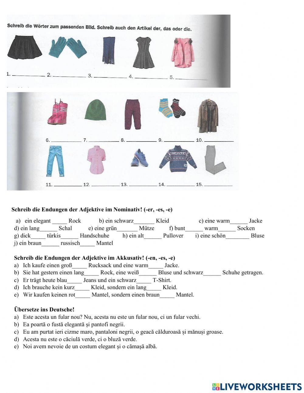 Kleidung und Deklination der Adjektive