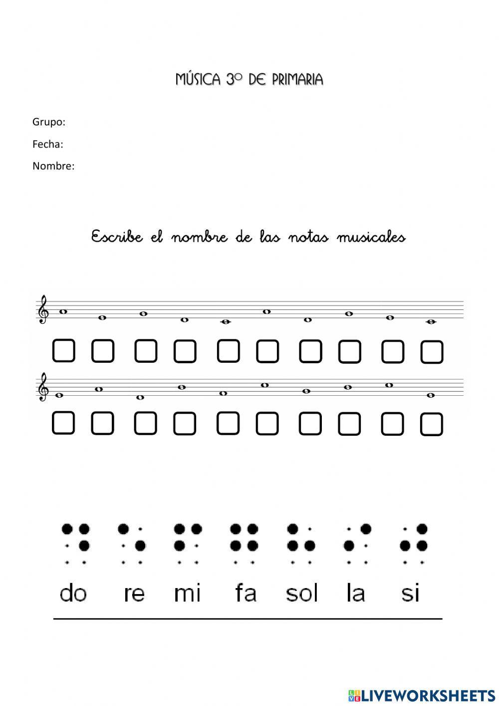 La notas de la escala