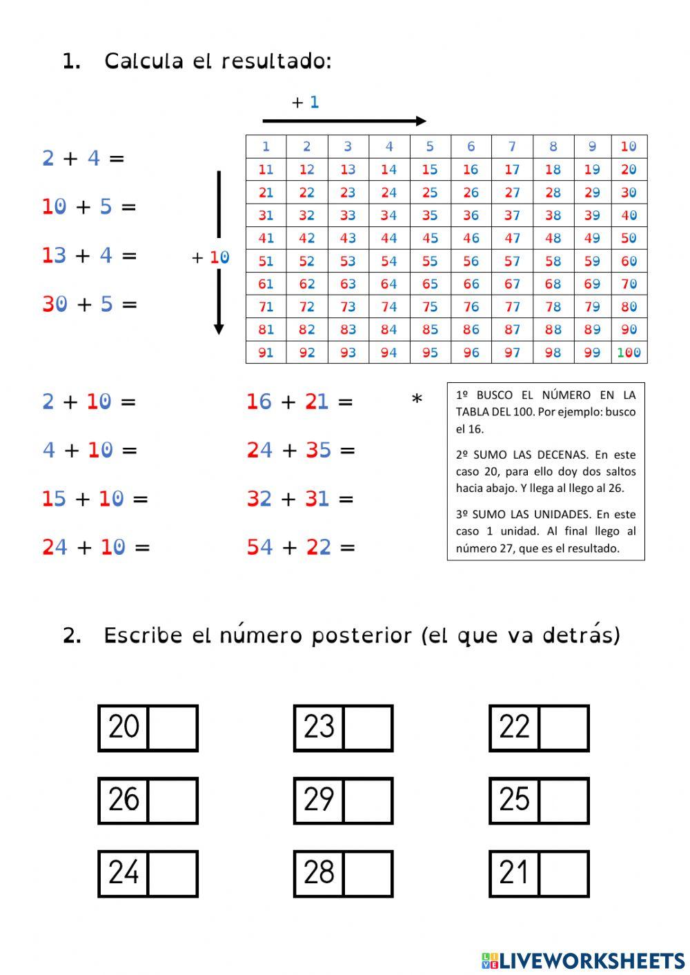 Tabla del 100