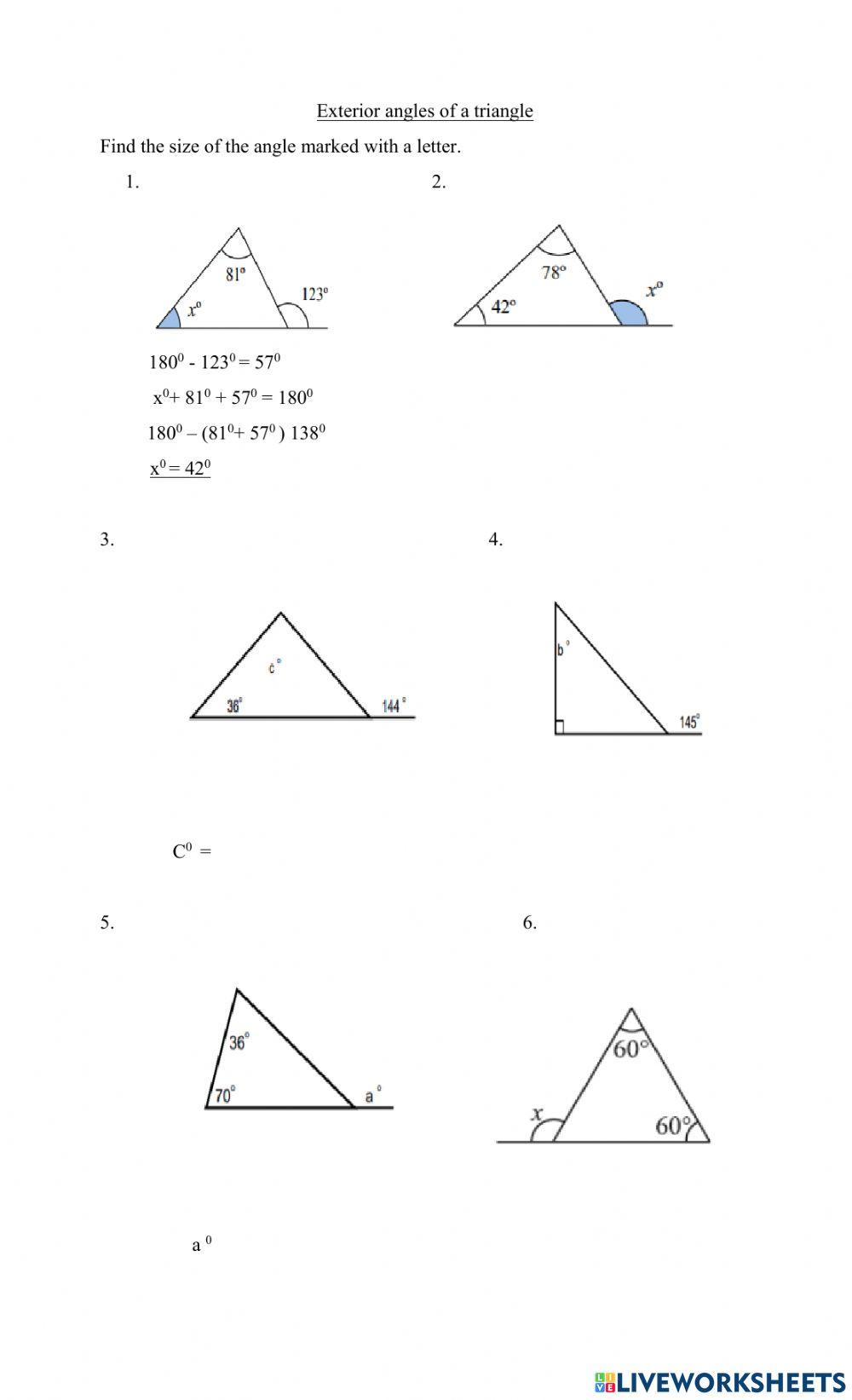 Exterior angles of triangles