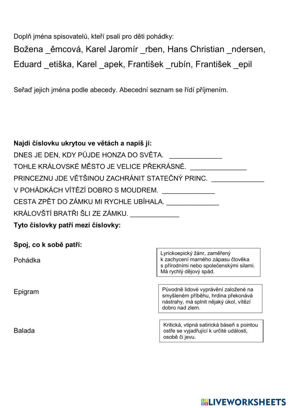 Pohádka a číslovky